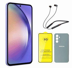 تصویر از گوشی موبایل سامسونگ مدل Galaxy A54 5G ظرفیت 256 گیگ و رم 8 گیگ همراه با پک قاب و گلس و هندزفری رنگ مشکی