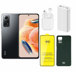 تصویر از گوشی موبایل شیائومی مدل Redmi Note 12 Pro 4G ظرفیت 256 گیگ رم 8 گیگ همراه با پک قاب و گلس، ایرپاد و پاوربانک رنگ خاکستری